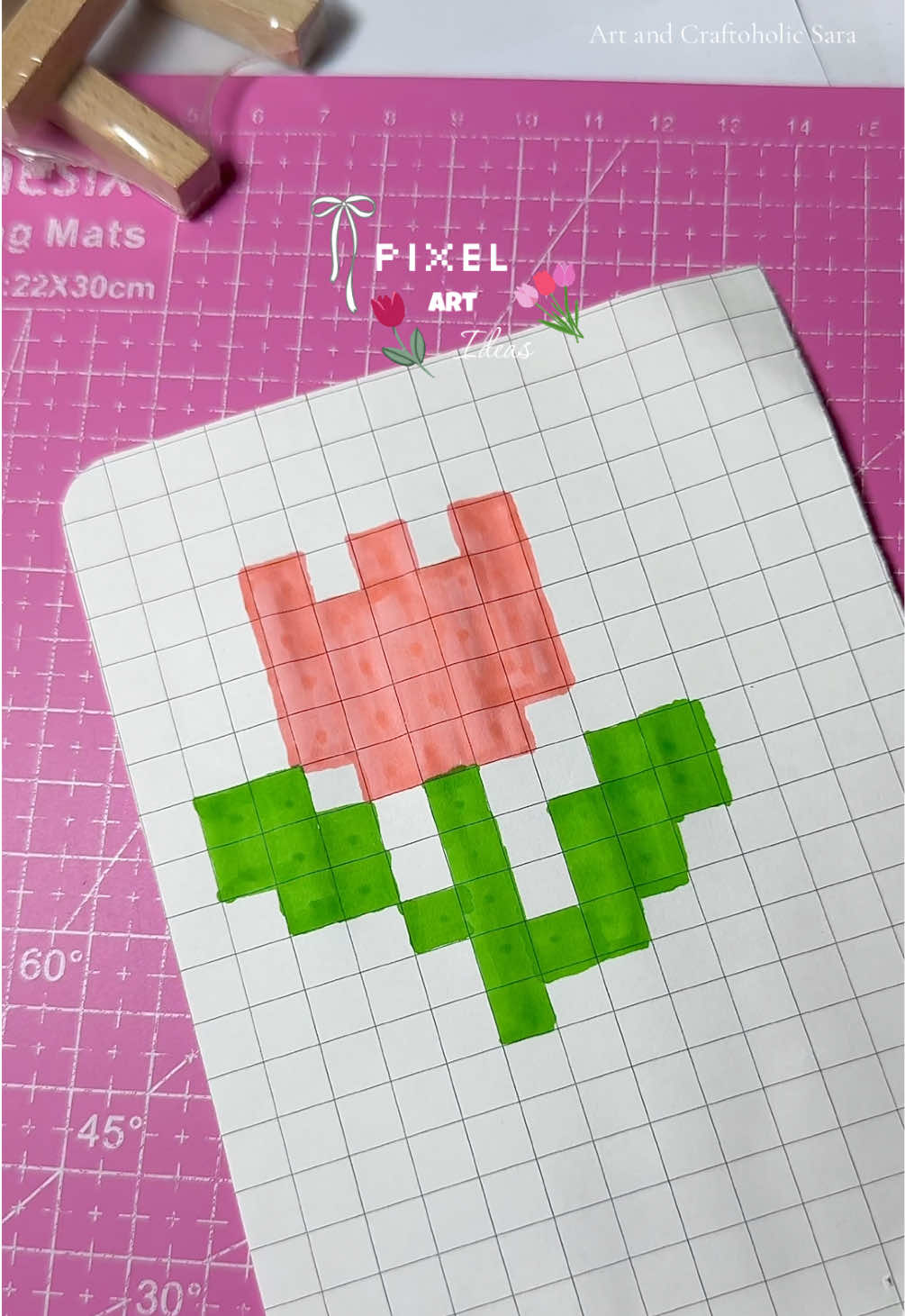 Pixel Tulip 🌷 Easy Tutorial ~ #pixelart #pixel #pixelartideas #tulips #cute